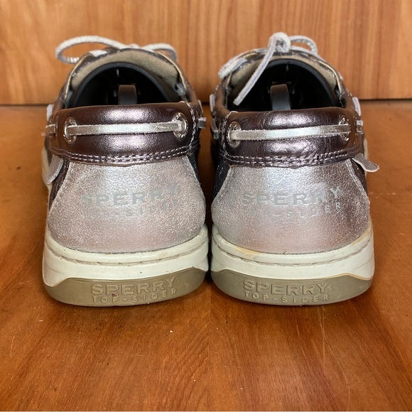 Womens 9 Sperry Angelfish Boat Shoes Metallic Silver Cheetah SEF1122 - Picture 4 of 8